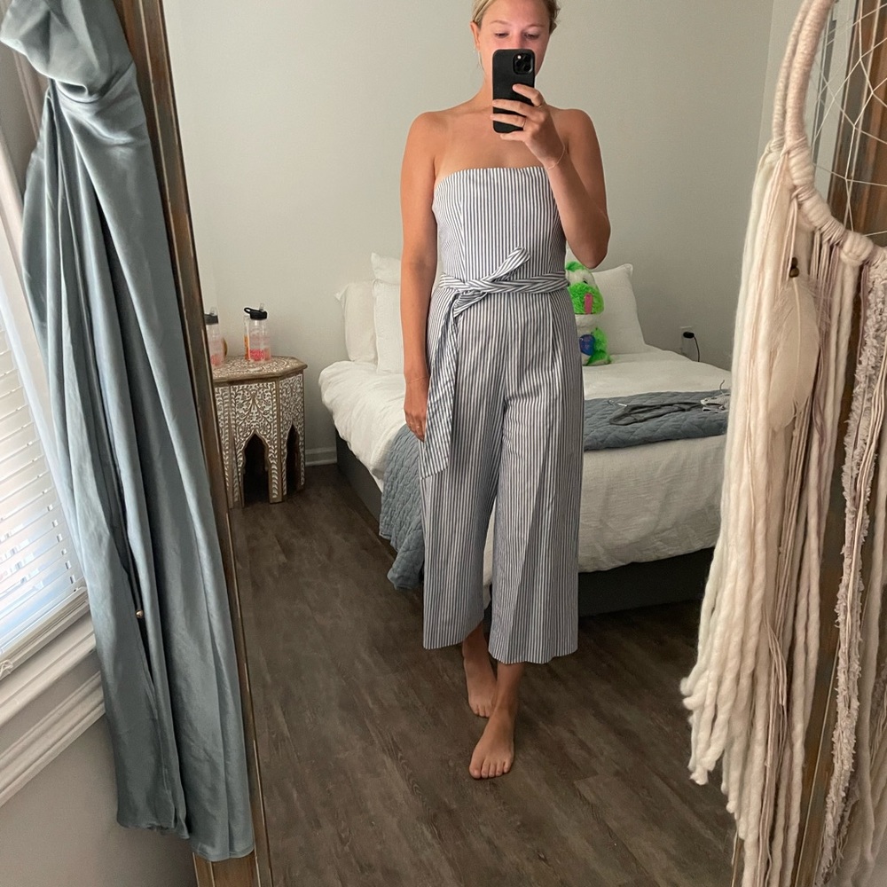 Club Monaco Striped Strapless Jumpsuit